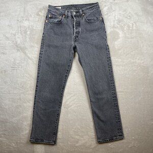 Levis Premium 501 Original Fit Gray Denim Jeans W26 L26 Button Fly Womens